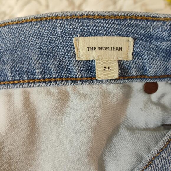 Madewell Jeans Womens 26 Blue High Rise The Momjean Distressed Raw Hem Ankle - Picture 12 of 17